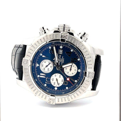 Breitling Super Avenger Automatic Men's Watch Steel Case With Leather Strap Authentic Luxury Timepiece