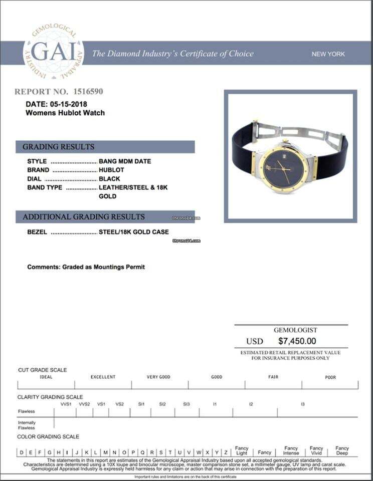 Hublot Quartz Women's Watch Gold/Steel Case With Rubber Strap Authentic Luxury Timepiece