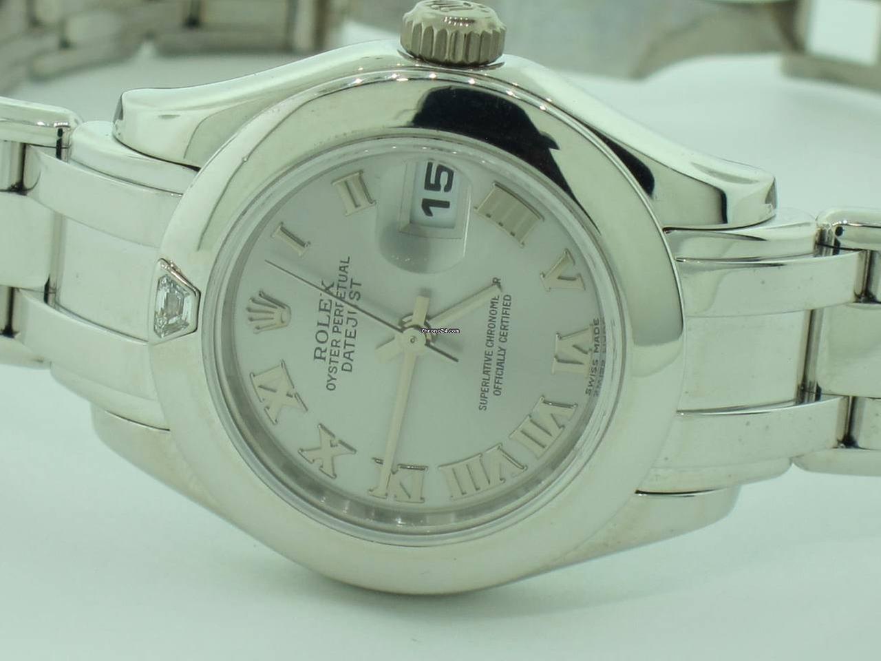 Rolex Pearlmaster Automatic Women's Watch With White Gold Case and Strap Authentic Luxury Timepiece