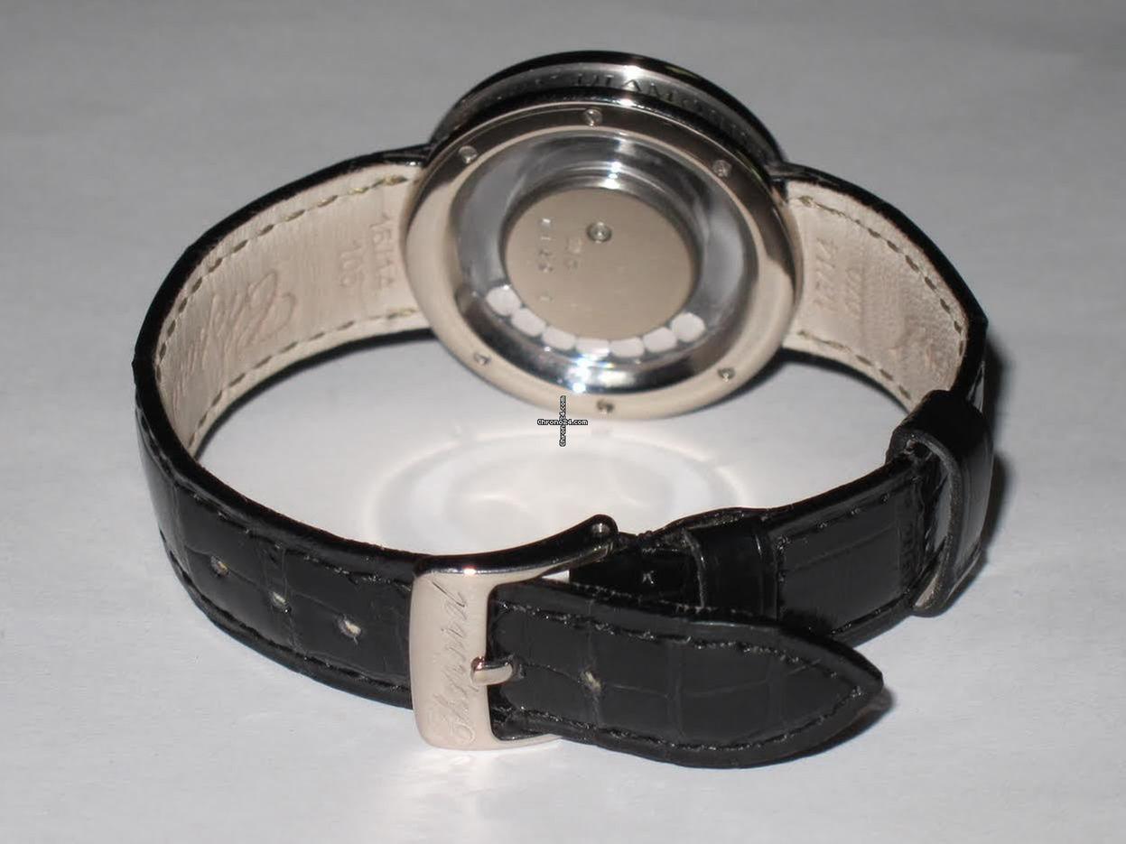 Chopard Happy Diamonds Quartz Women's Watch White Gold Case With Leather Strap Authentic Luxury Timepiece