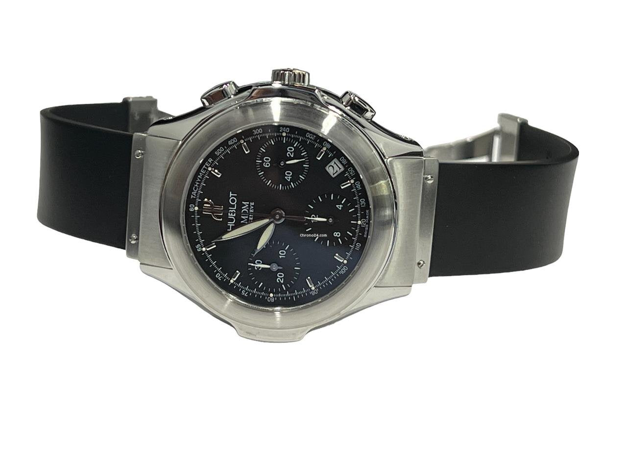 Hublot Automatic Men's Watch Steel Case With Rubber Strap Authentic Luxury Timepiece