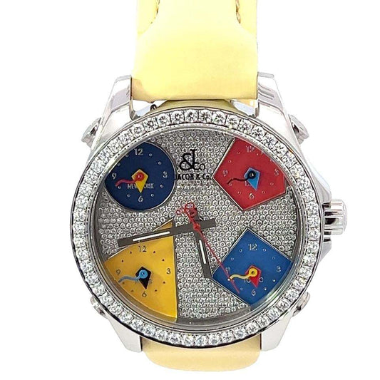 Jacob & Co. Quartz Men's Watch Steel Case With Leather Strap Authentic Luxury Timepiece