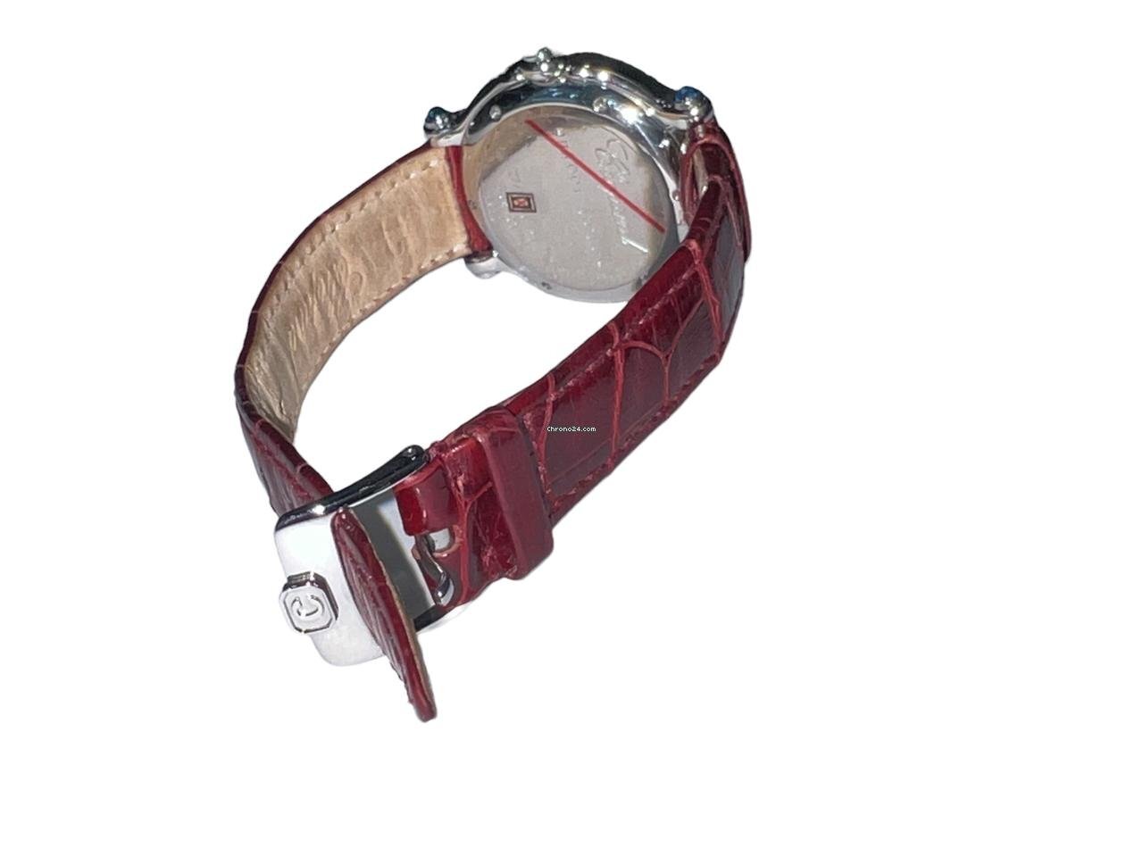 Chopard Happy Sport Quartz Women's Watch Steel Case With Leather Strap Authentic Luxury Timepiece