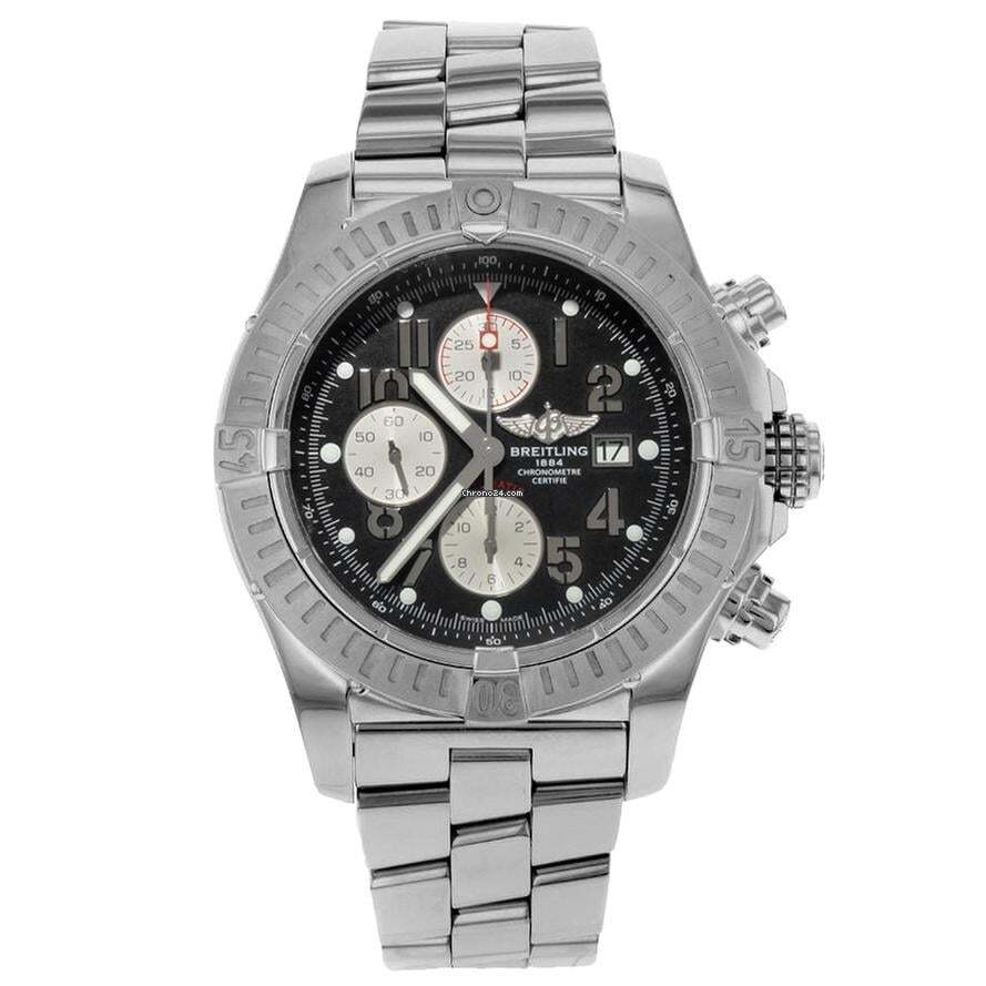 Breitling Super Avenger Automatic Men's Watch With Steel Case and Strap Authentic Luxury Timepiece