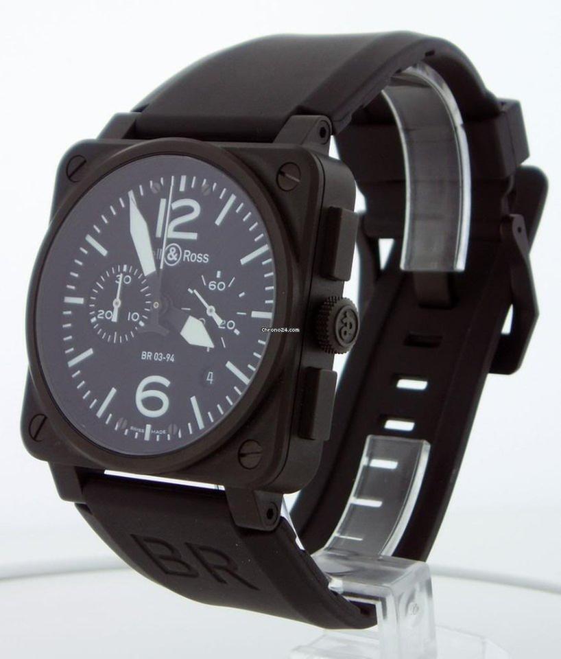 Bell & Ross BR 03-94 Chronographe Automatic Men's Watch Steel Case With Rubber Strap Authentic Luxury Timepiece