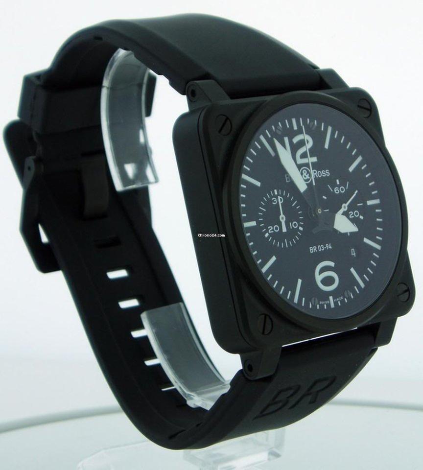 Bell & Ross BR 03-94 Chronographe Automatic Men's Watch Steel Case With Rubber Strap Authentic Luxury Timepiece