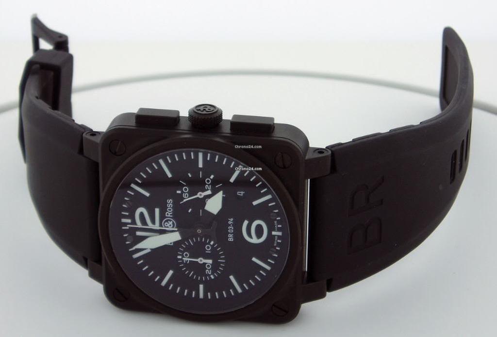 Bell & Ross BR 03-94 Chronographe Automatic Men's Watch Steel Case With Rubber Strap Authentic Luxury Timepiece