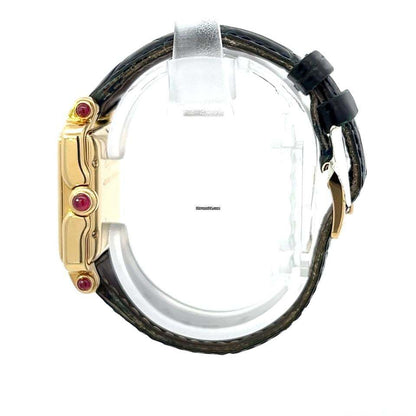 Chopard Happy Sport Quartz Women's Watch Yellow Gold Case With Leather Strap Authentic Luxury Timepiece