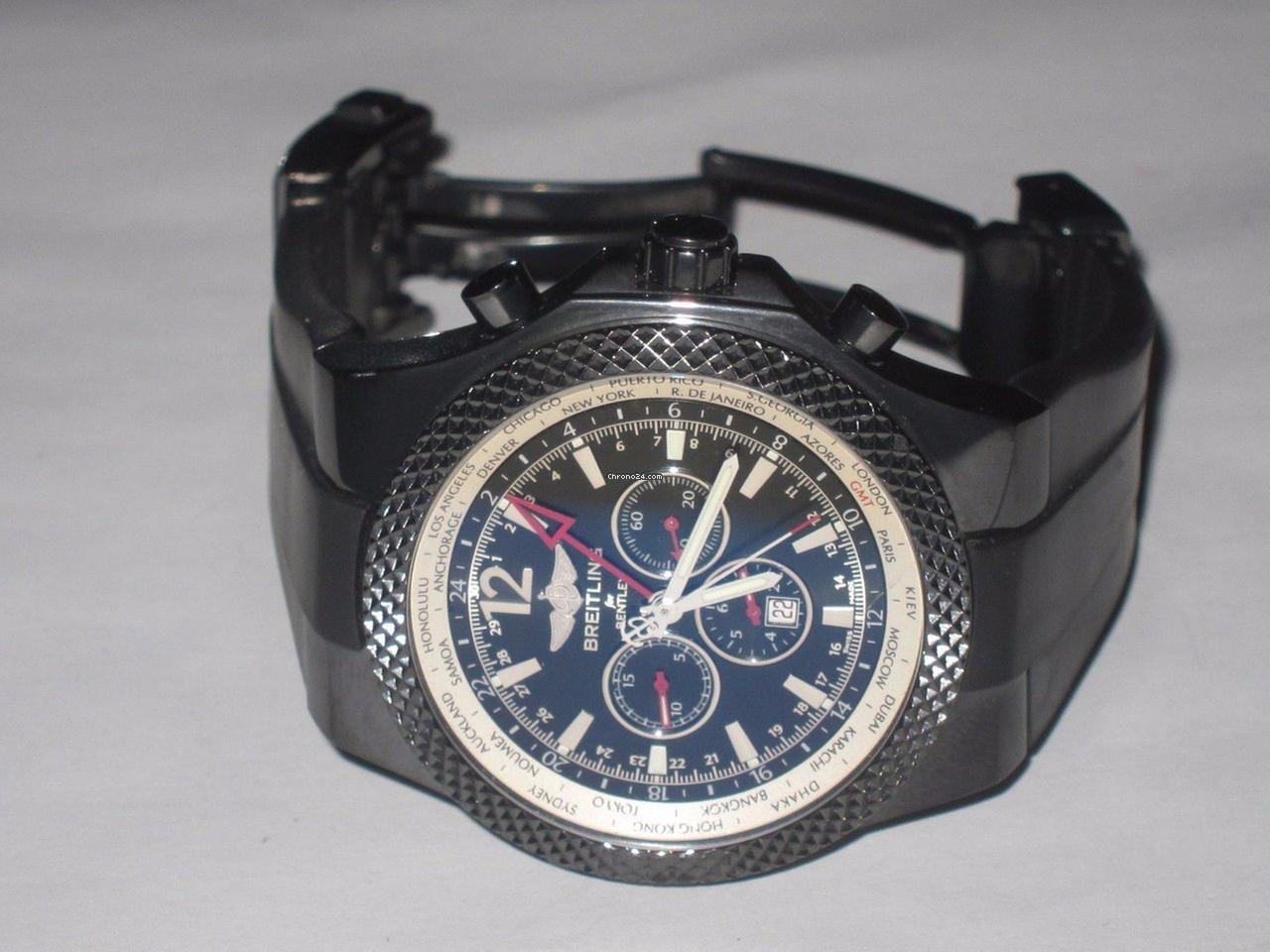 Breitling Bentley GMT Automatic Men's Watch Steel Case With Rubber Strap Authentic Luxury Timepiece
