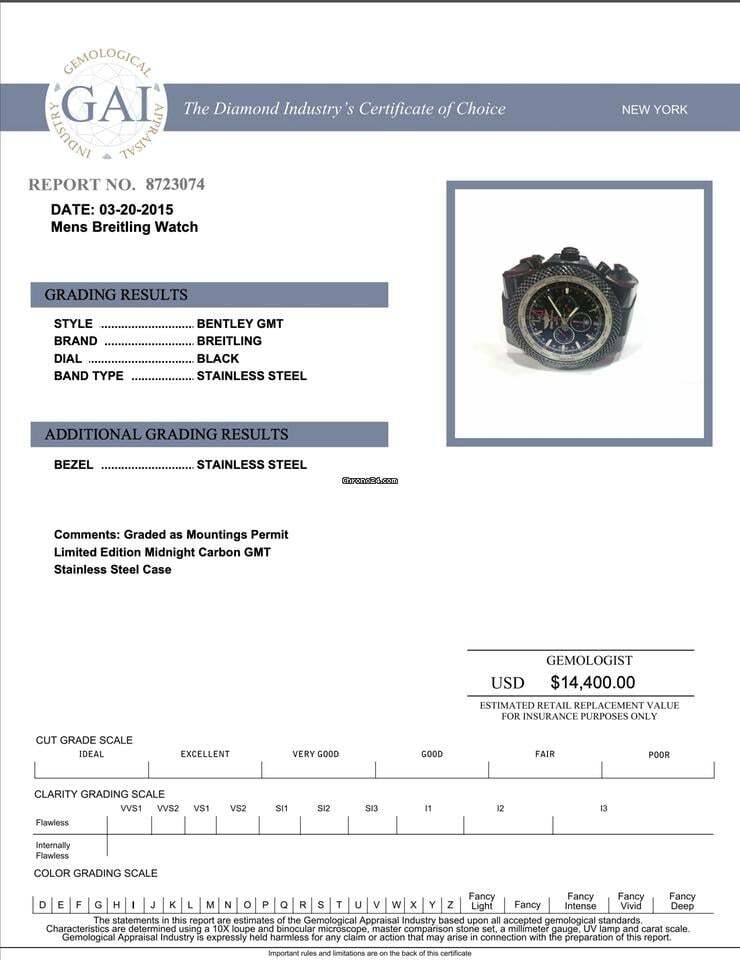 Breitling Bentley GMT Automatic Men's Watch Steel Case With Rubber Strap Authentic Luxury Timepiece