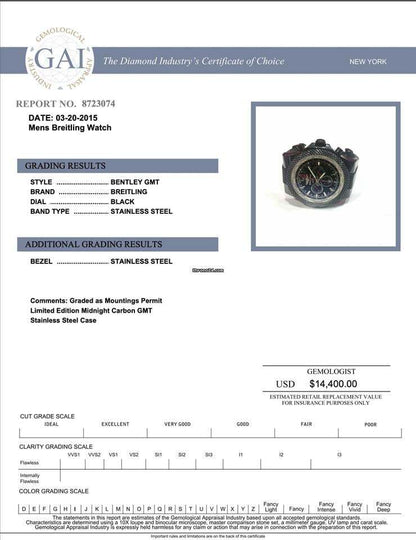 Breitling Bentley GMT Automatic Men's Watch Steel Case With Rubber Strap Authentic Luxury Timepiece