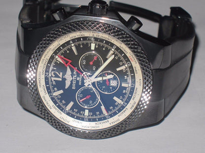 Breitling Bentley GMT Automatic Men's Watch Steel Case With Rubber Strap Authentic Luxury Timepiece