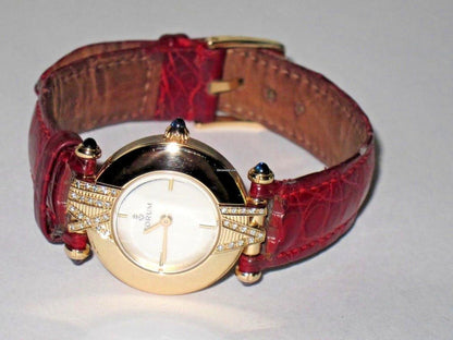 Corum Romvlvs Quartz Women's Watch Yellow Gold Case With Leather Strap Authentic Luxury Timepiece