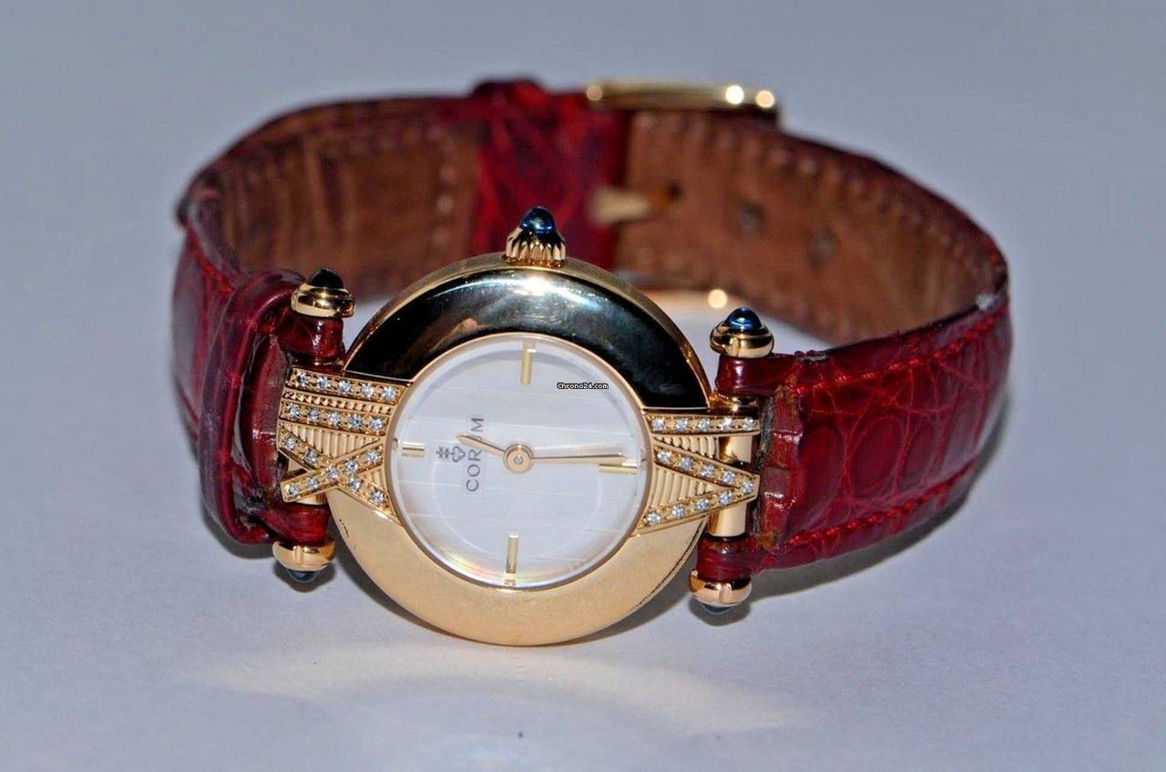 Corum Romvlvs Quartz Women's Watch Yellow Gold Case With Leather Strap Authentic Luxury Timepiece