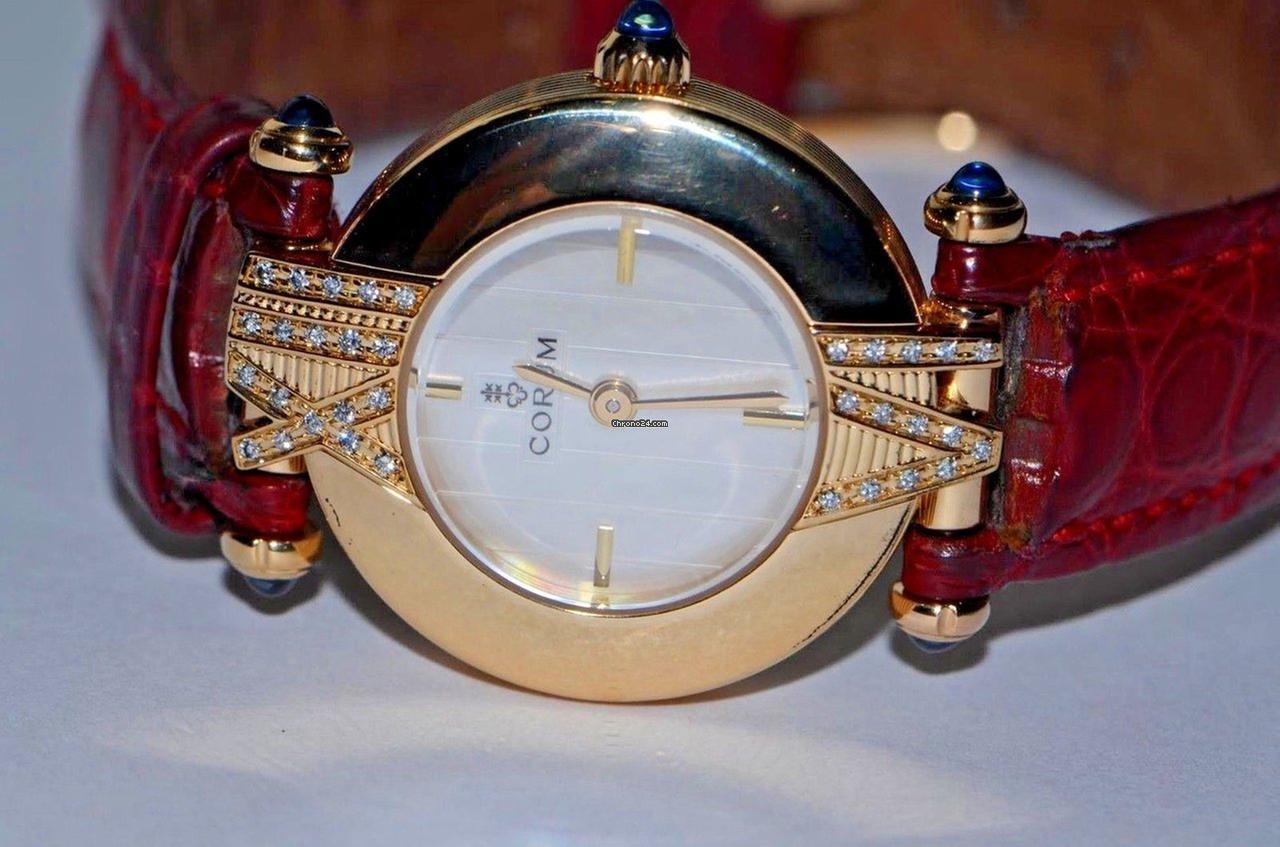 Corum Romvlvs Quartz Women's Watch Yellow Gold Case With Leather Strap Authentic Luxury Timepiece