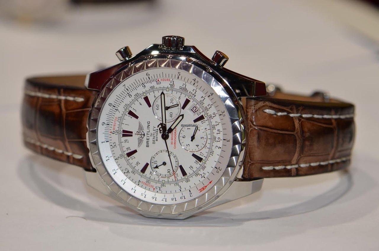 Breitling Bentley Motors Automatic Men's Watch Steel Case With Leather Strap Authentic Luxury Timepiece