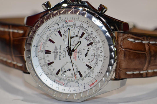 Breitling Bentley Motors Automatic Men's Watch Steel Case With Leather Strap Authentic Luxury Timepiece