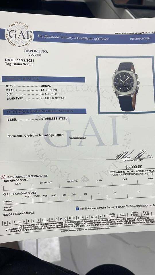 TAG Heuer Monza Automatic Men's Watch Steel Case With Leather Strap Authentic Luxury Timepiece