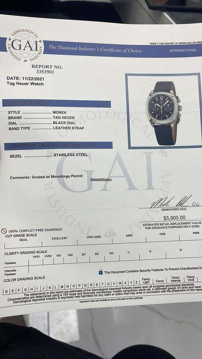 TAG Heuer Monza Automatic Men's Watch Steel Case With Leather Strap Authentic Luxury Timepiece