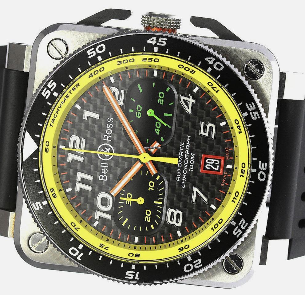 Bell & Ross BR 03-94 Chronographe Automatic Men's Watch Steel Case With Rubber Strap Authentic Luxury Timepiece