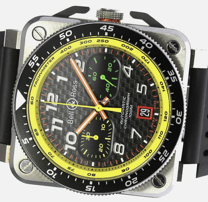 Bell & Ross BR 03-94 Chronographe Automatic Men's Watch Steel Case With Rubber Strap Authentic Luxury Timepiece