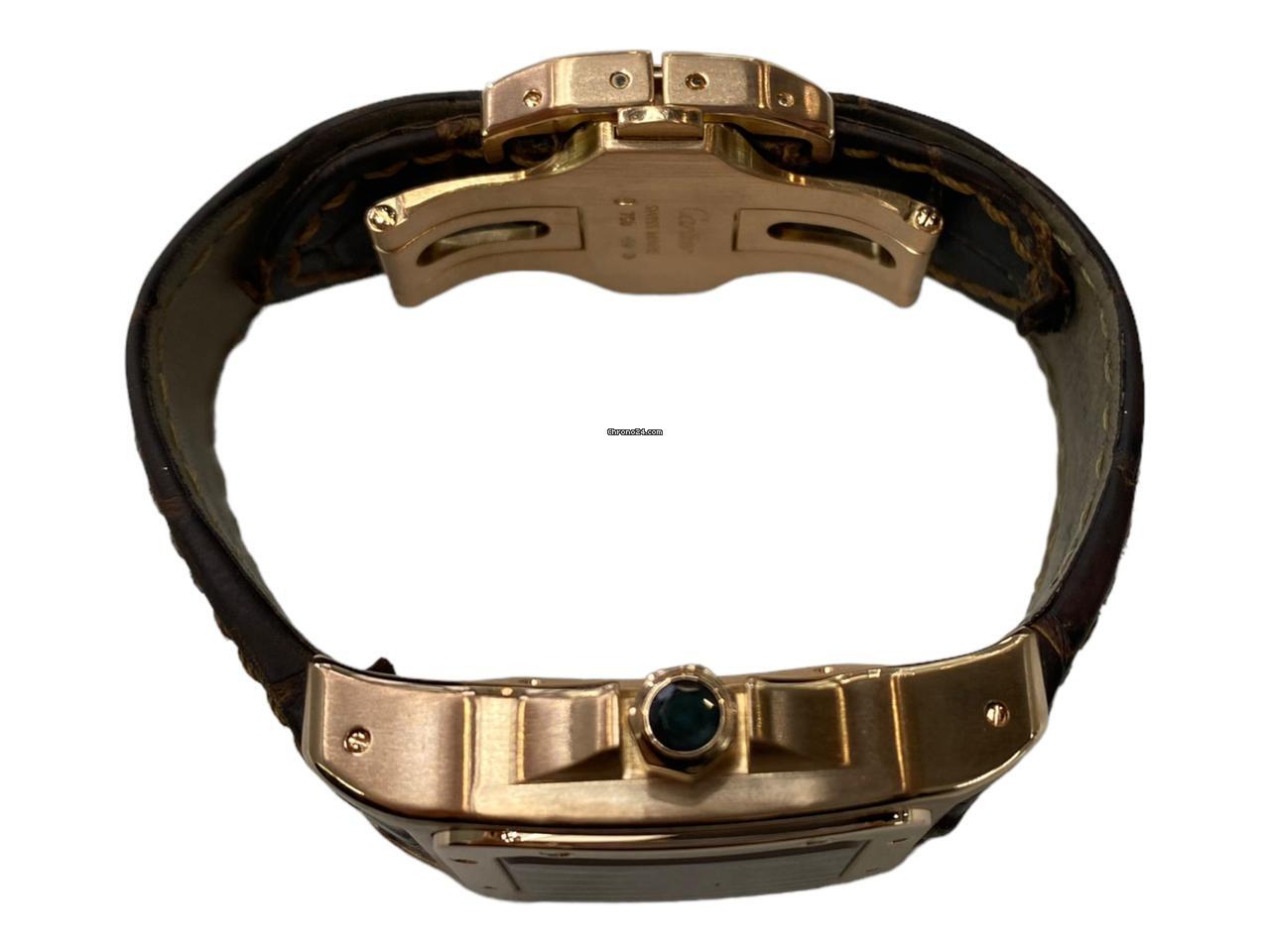 Cartier Santos 100 Automatic Rose Gold Case With Leather Strap Authentic Luxury Timepiece