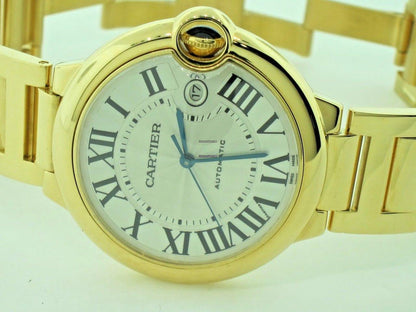 Cartier Automatic Men's Watch With Yellow Gold Case and Strap Authentic Luxury Timepiece