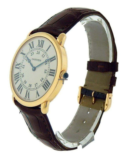 Cartier Ronde Louis Cartier Manual winding Men's Watch Rose Gold Case With Leather Strap Authentic Luxury Timepiece