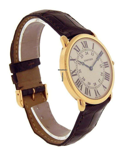 Cartier Ronde Louis Cartier Manual winding Men's Watch Rose Gold Case With Leather Strap Authentic Luxury Timepiece