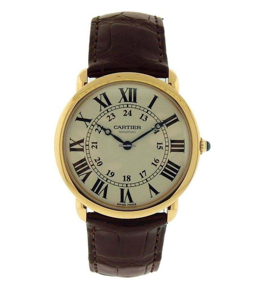 Cartier Ronde Louis Cartier Manual winding Men's Watch Rose Gold Case With Leather Strap Authentic Luxury Timepiece