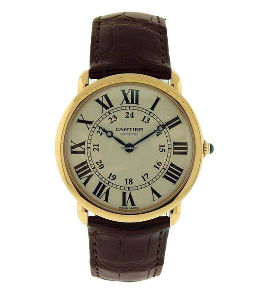Cartier Ronde Louis Cartier Manual winding Men's Watch Rose Gold Case With Leather Strap Authentic Luxury Timepiece