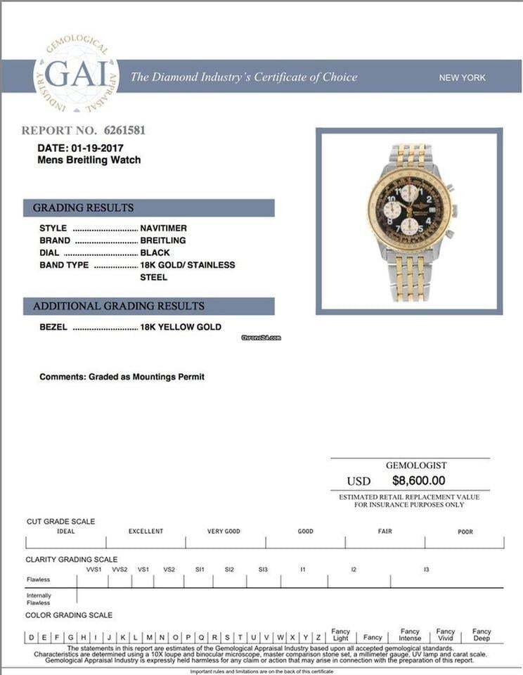 Breitling Old Navitimer Automatic Men's Watch Gold/Steel Case With Gold/Steel Strap Authentic Luxury Timepiece