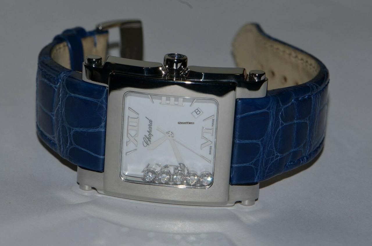 Chopard Happy Sport Quartz Women's Watch Steel Case With Leather Strap Authentic Luxury Timepiece