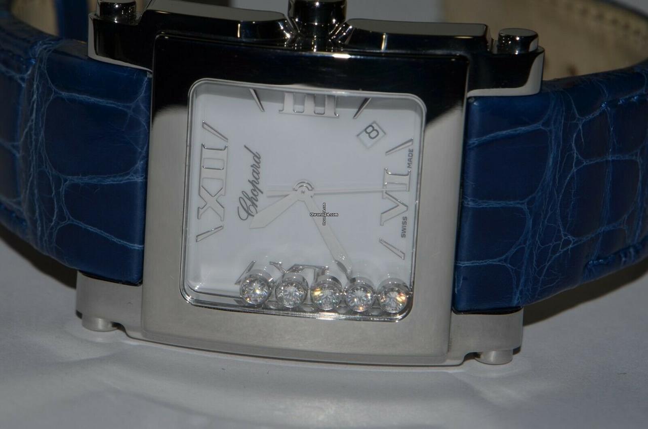 Chopard Happy Sport Quartz Women's Watch Steel Case With Leather Strap Authentic Luxury Timepiece