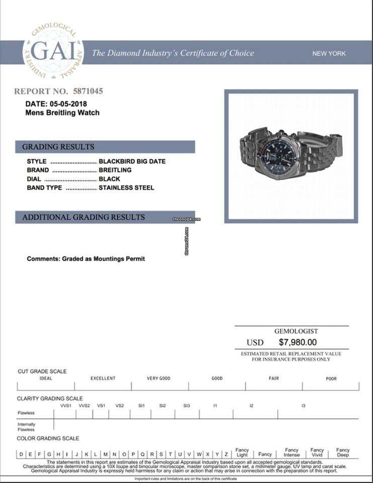 Breitling Blackbird Automatic Men's Watch With Steel Case and Strap Authentic Luxury Timepiece