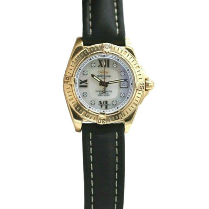 Breitling Cockpit Lady Quartz Women's Watch Yellow Gold Case With Leather Strap Authentic Luxury Timepiece