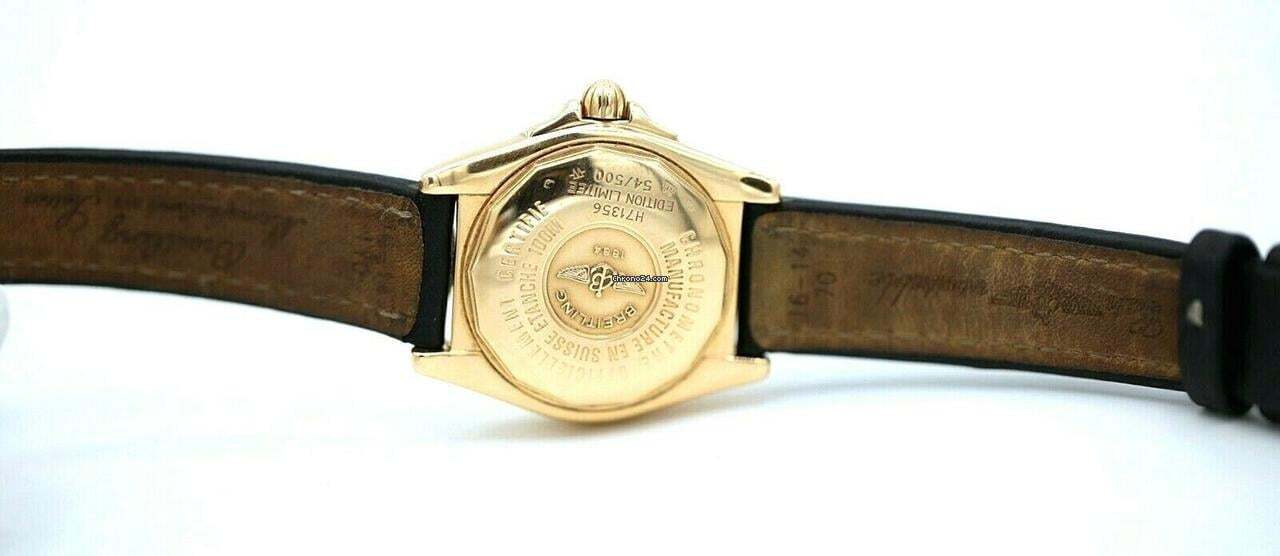 Breitling Cockpit Lady Quartz Women's Watch Yellow Gold Case With Leather Strap Authentic Luxury Timepiece