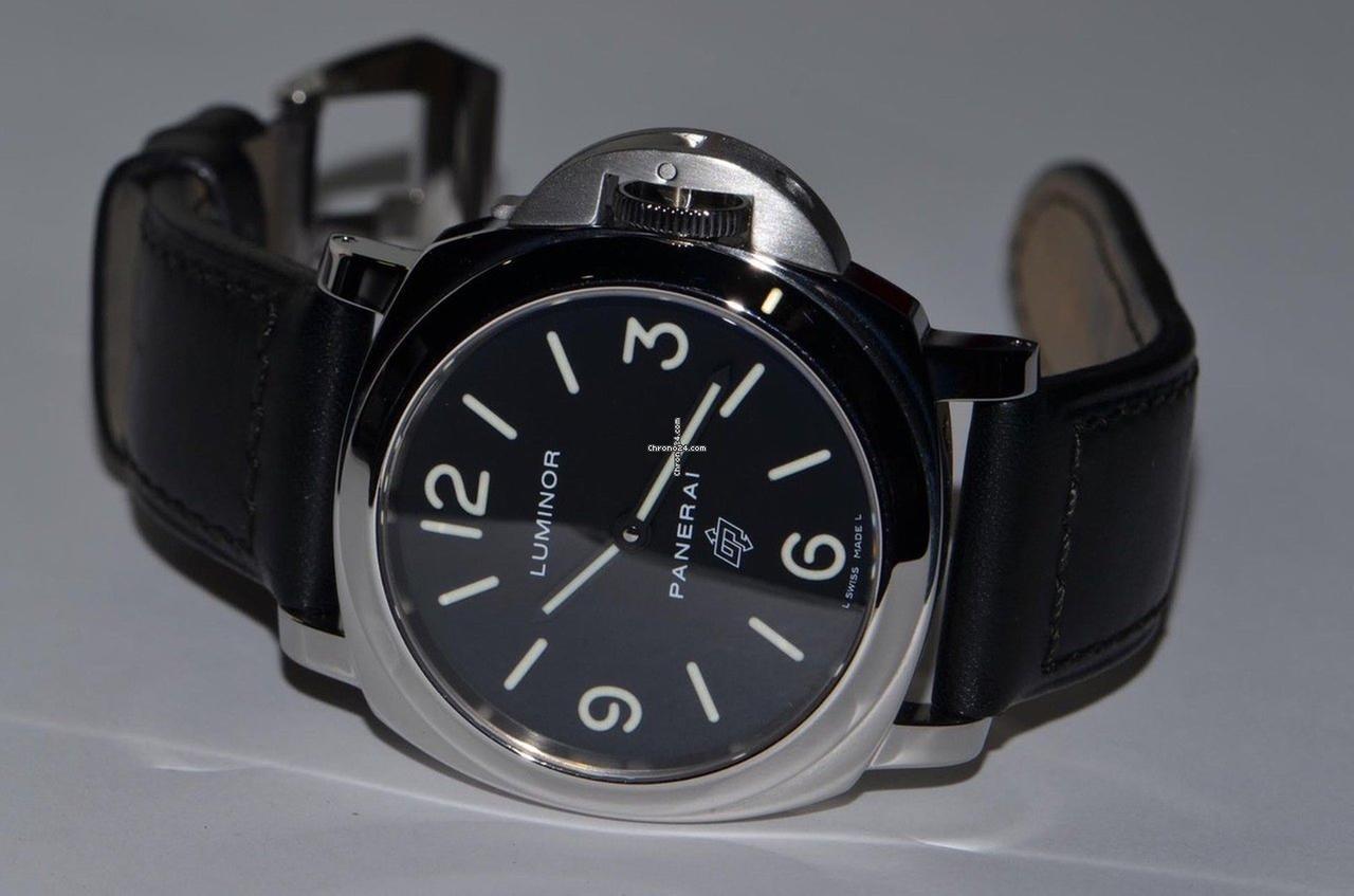 Panerai Luminor Base Logo Manual winding Men's Watch Steel Case With Leather Strap Authentic Luxury Timepiece