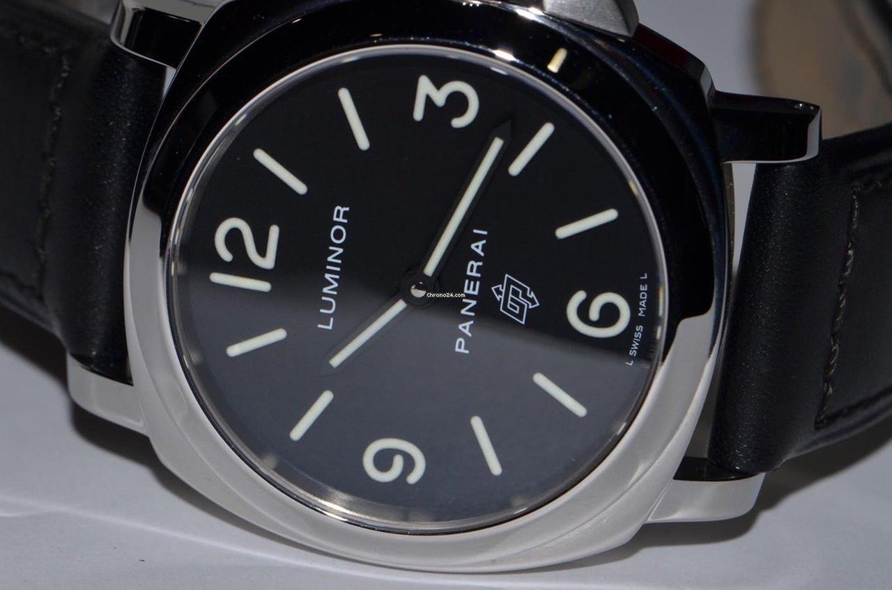 Panerai Luminor Base Logo Manual winding Men's Watch Steel Case With Leather Strap Authentic Luxury Timepiece