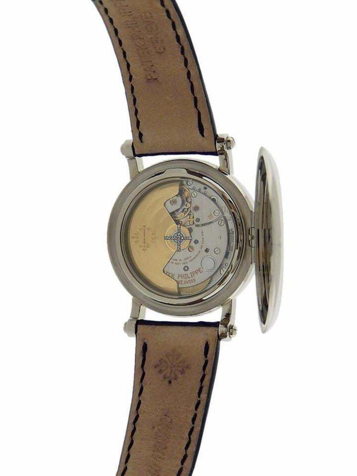 Patek Philippe Perpetual Calendar Automatic Men's Watch White Gold Case With Leather Strap Authentic Luxury Timepiece