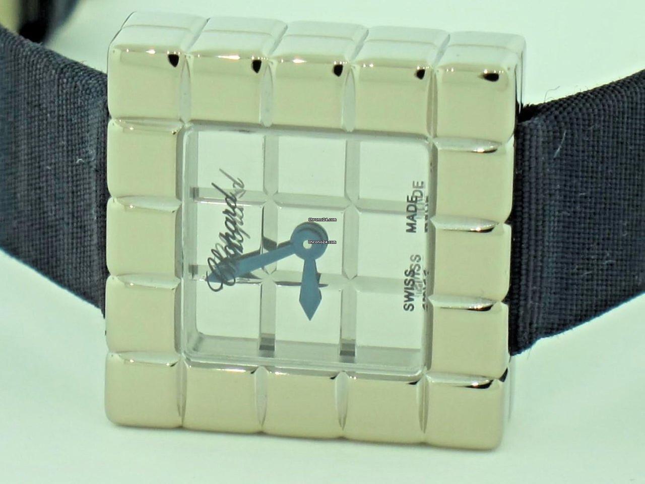 Chopard Ice Cube Quartz Women's Watch White Gold Case With Leather Strap Authentic Luxury Timepiece