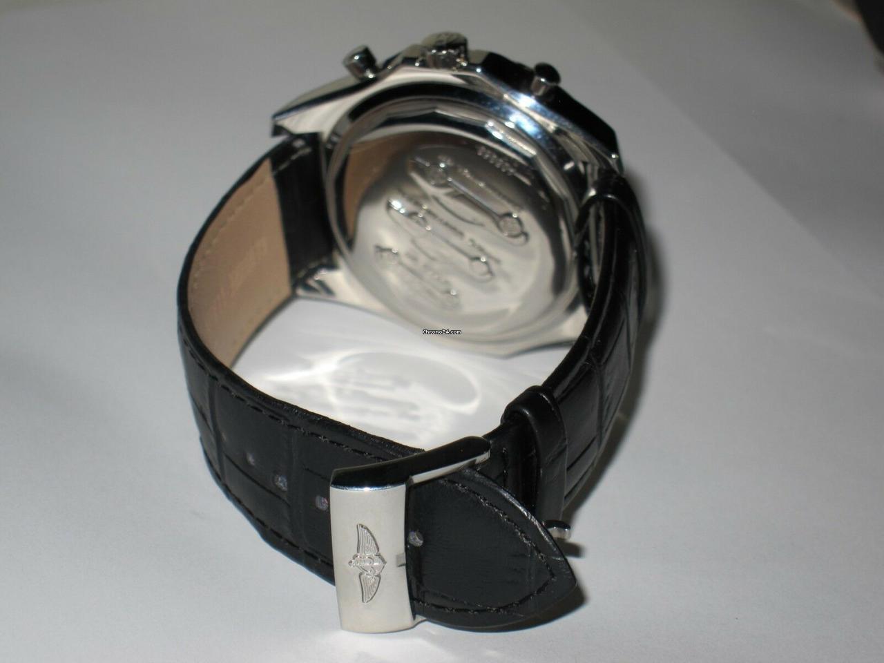 Breitling Bentley Motors Automatic Men's Watch Steel Case With Leather Strap Authentic Luxury Timepiece