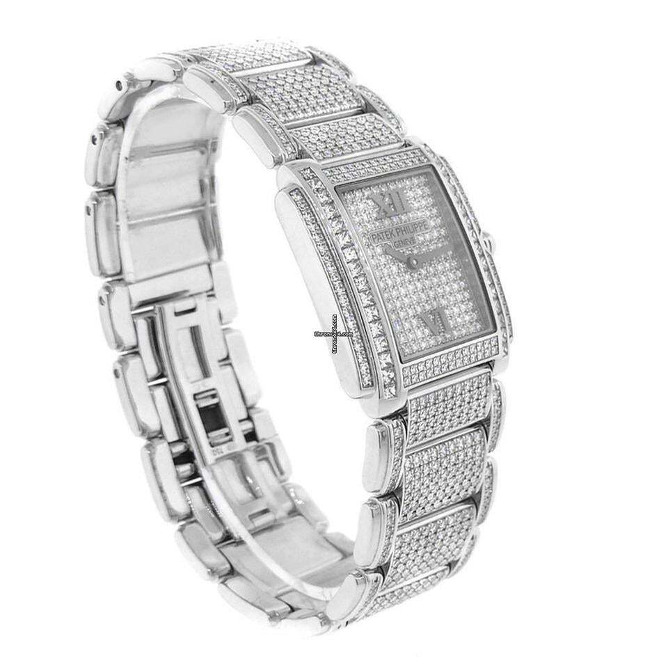 Patek Philippe Twenty~4 Quartz Women's Watch With White Gold Case and Strap Authentic Luxury Timepiece