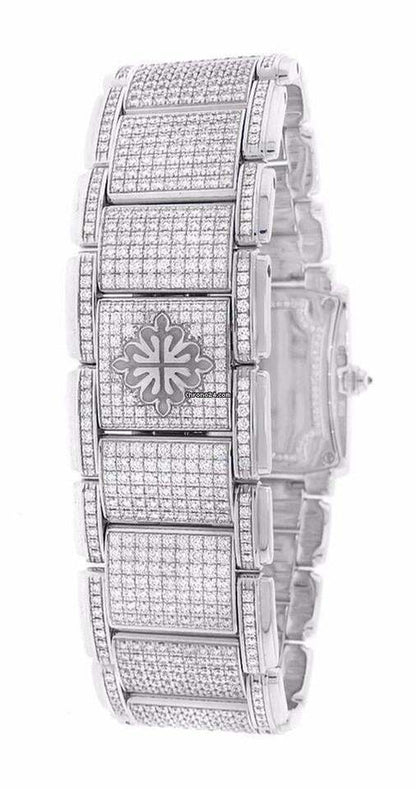 Patek Philippe Twenty~4 Quartz Women's Watch With White Gold Case and Strap Authentic Luxury Timepiece