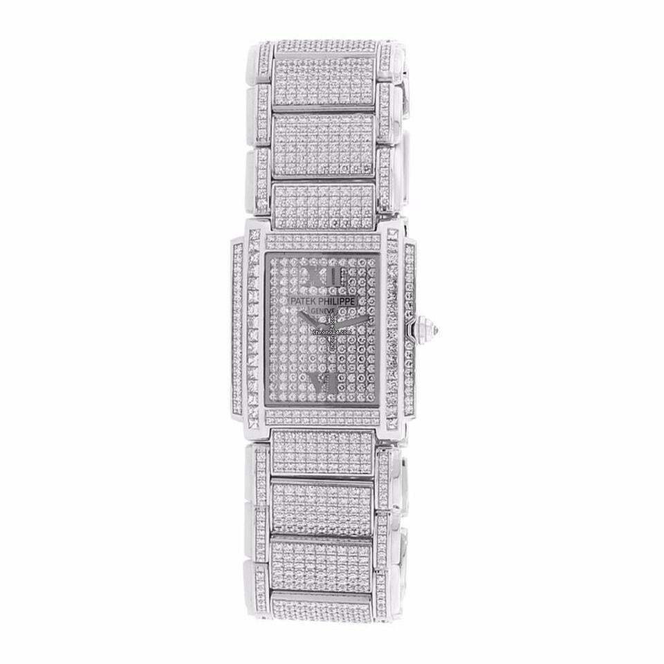 Patek Philippe Twenty~4 Quartz Women's Watch With White Gold Case and Strap Authentic Luxury Timepiece