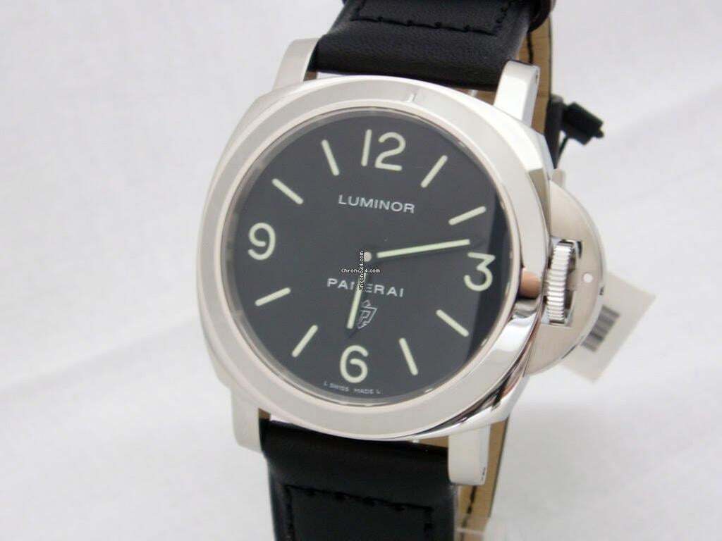 Panerai Luminor Base Logo Manual winding Men's Watch Steel Case With Leather Strap Authentic Luxury Timepiece