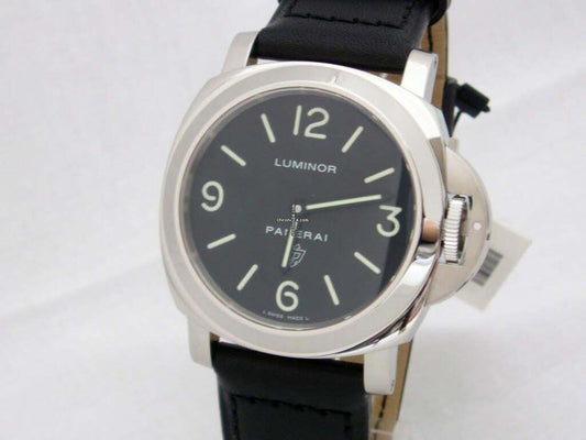 Panerai Luminor Base Logo Manual winding Men's Watch Steel Case With Leather Strap Authentic Luxury Timepiece