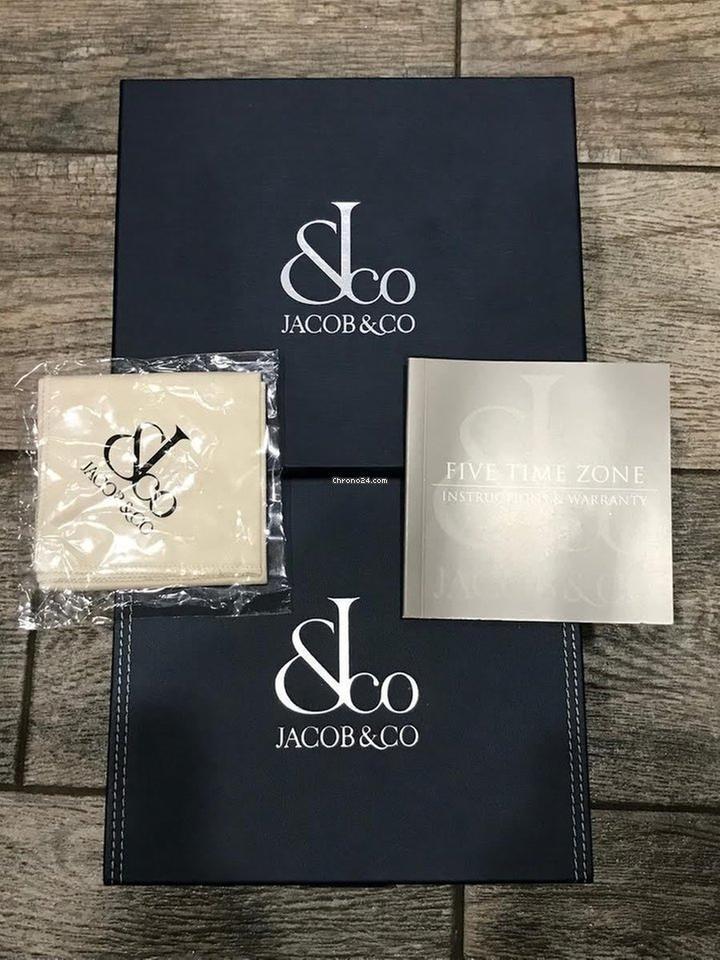 Jacob & Co. Five Time Zone Quartz Men's Watch Steel Case With Leather Strap Authentic Luxury Timepiece