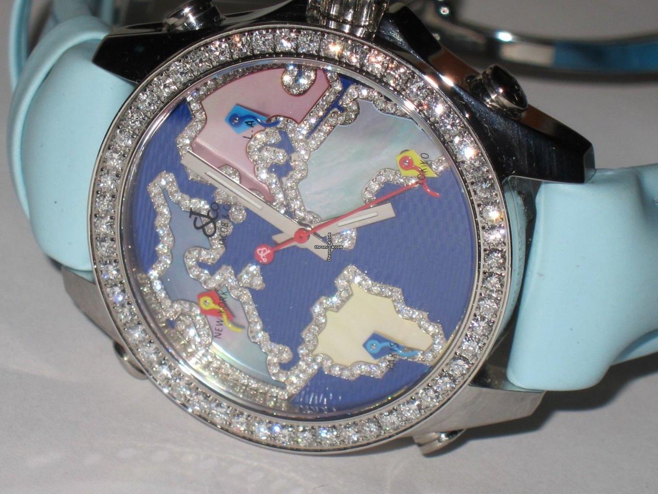 Jacob & Co. Five Time Zone Quartz Men's Watch Steel Case With Leather Strap Authentic Luxury Timepiece