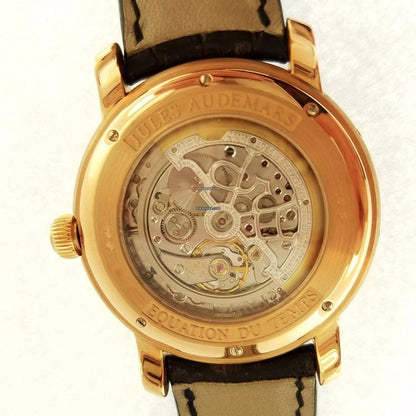 Audemars Piguet Jules Audemars Automatic Men's Watch Rose Gold Case With Leather Strap Authentic Luxury Timepiece